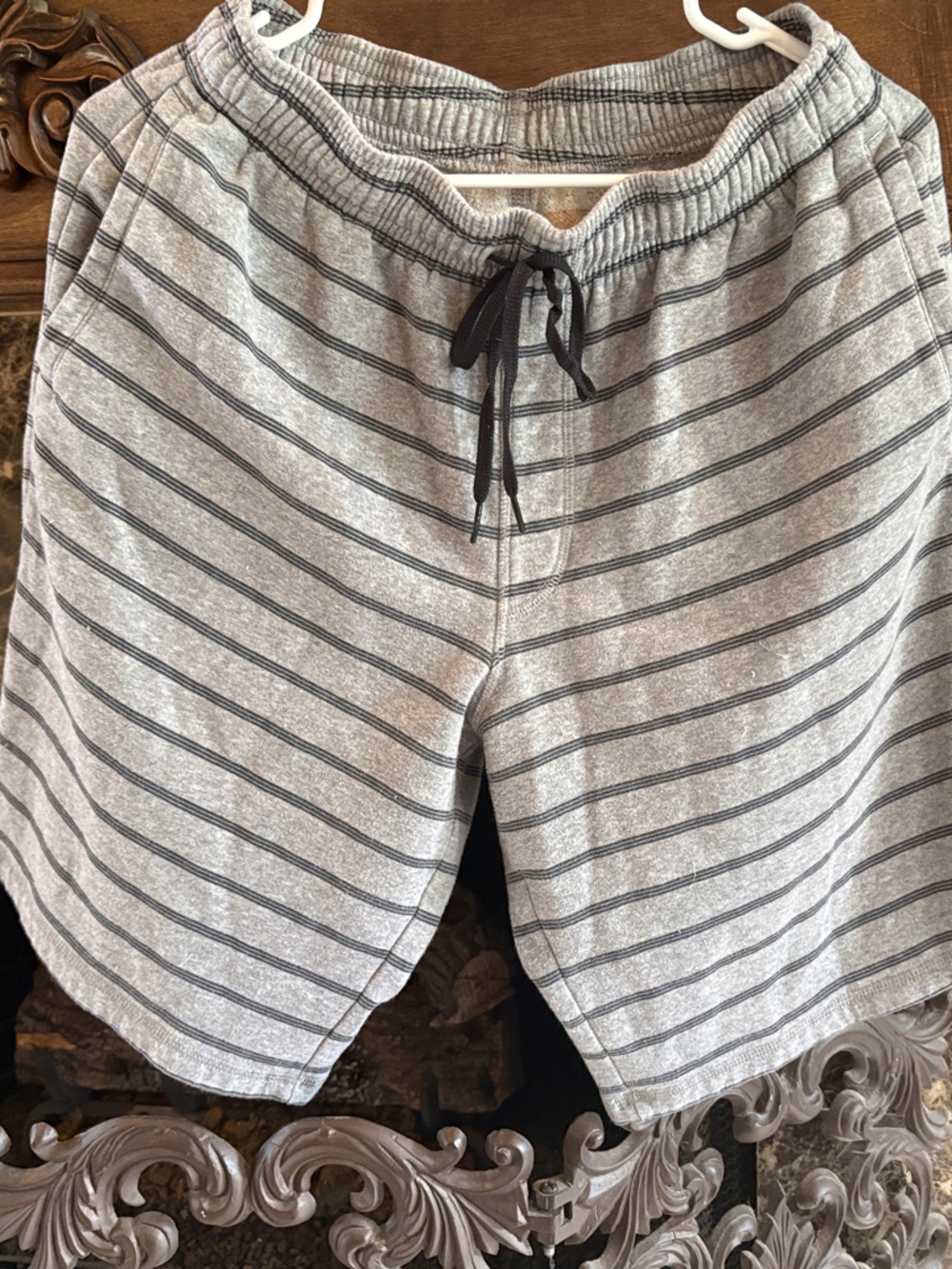 adidas Men's Gray Striped Athletic Shorts